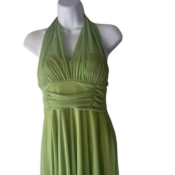Celavie Collection Y2k Women's Size Small Green Fairy Chiffon Halter Mini Dress - Picture 2 of 10